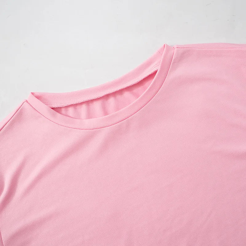 Casual Women 2 Piece Set Tracksuit Shorts Sleeve Crop Tops+Silky Leggings Matching