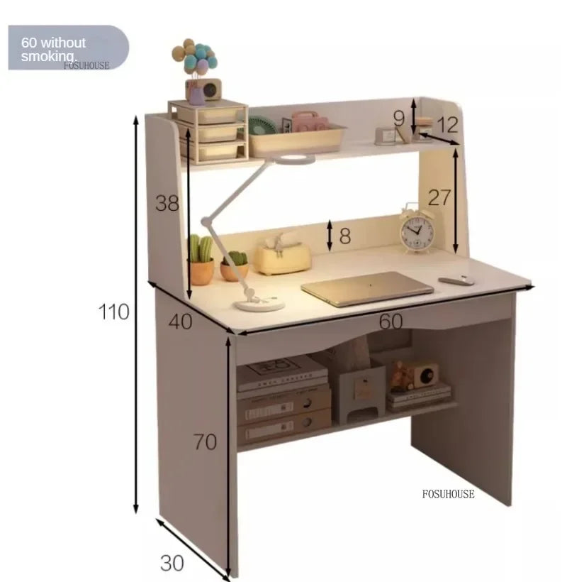 Girl Pink Bookshelf and Bookcase Integrated Study Desk with Storage Gaming Table Modern Office Furniture