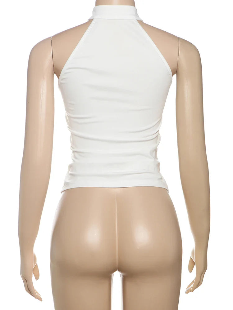 Cheongsam Buckle Tank Tops Women Y2K Summer Trend Basic Classic Hollow Solid Simple Street Stretch Daily Chic Vest