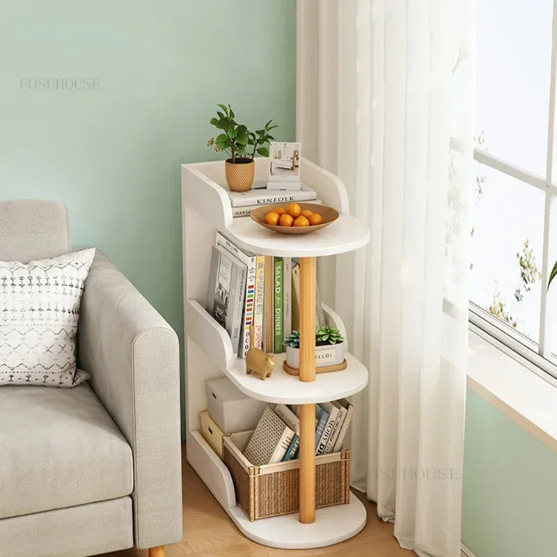 Side Table Ultra Narrow Book Shelf Creative Shelves Sofa Side Rack Bookcase