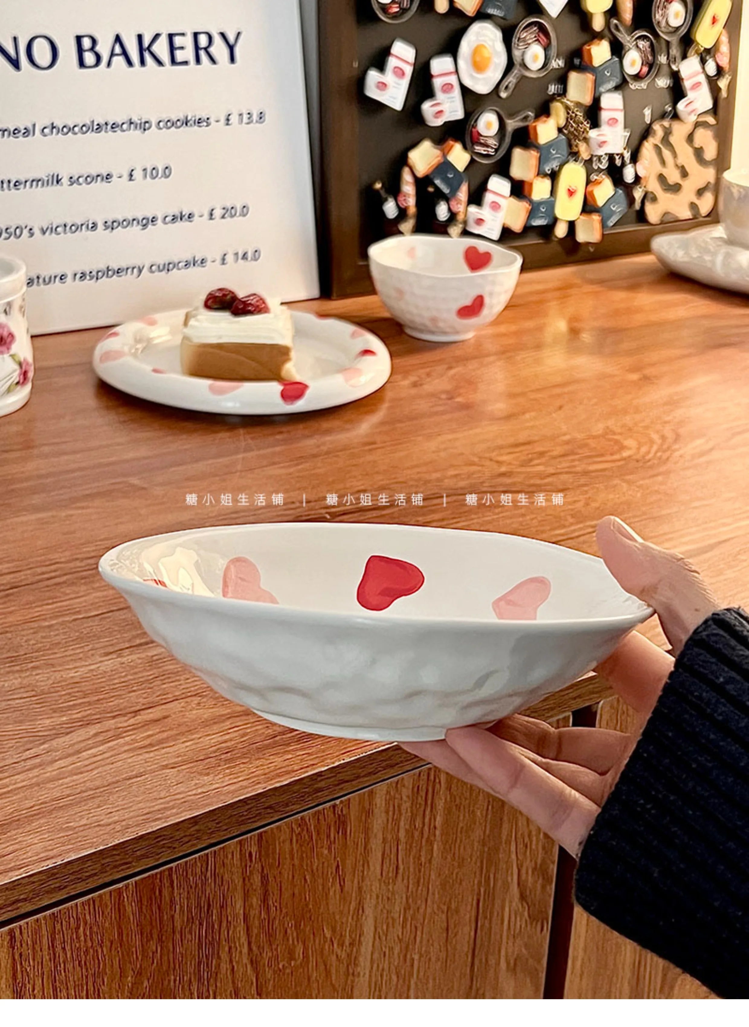 Love Ceramic Plate Bowl 8-inch Beautiful Spoon Small Fresh Dining Plate Three Piece