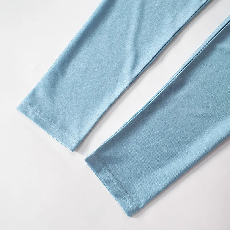 Casual Women 2 Piece Set Tracksuit Shorts Sleeve Crop Tops+Silky Leggings Matching