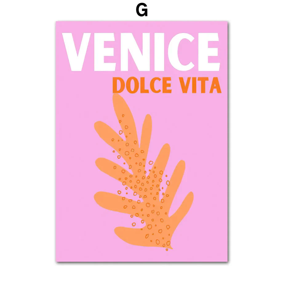 Pink Matisse Flower Market Bauhaus Cocktail Abstract Gallery Wall Art Canvas Painting Poster Print Picture