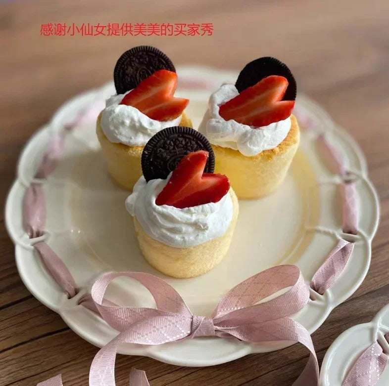 Vintage Cream Hollow Lace Ceramic Plate Dinner Flower Decoration Cute Plates