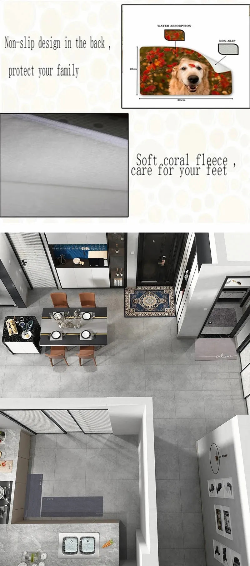 Kawaii My Melody Door Mat Entrance Doormat Non-slip Washable Kitchen Carpet Living Room Hallway Rugs Door Mats Bathroom Bath