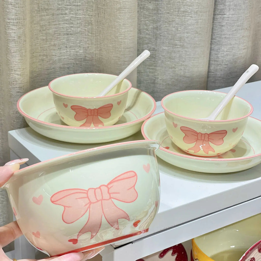 Ceramic Lovely Bow Wave Lace Ceramic Heart Plate