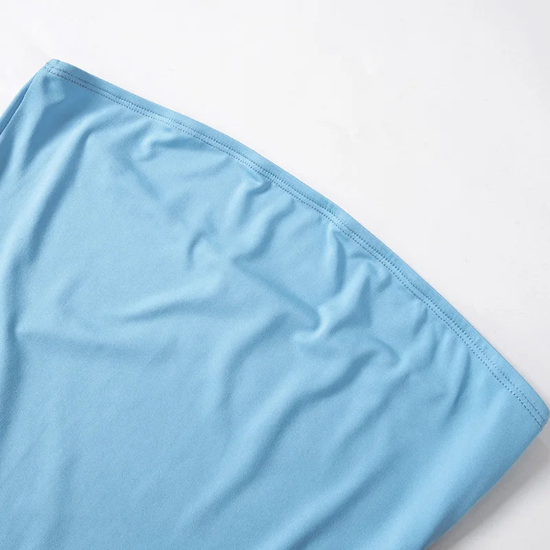 Contrast Color Mini Folds Dress For Women Strapless Sexy Slim Sleeveless Ruched Splice Y2K Beach Female Club Party Dress