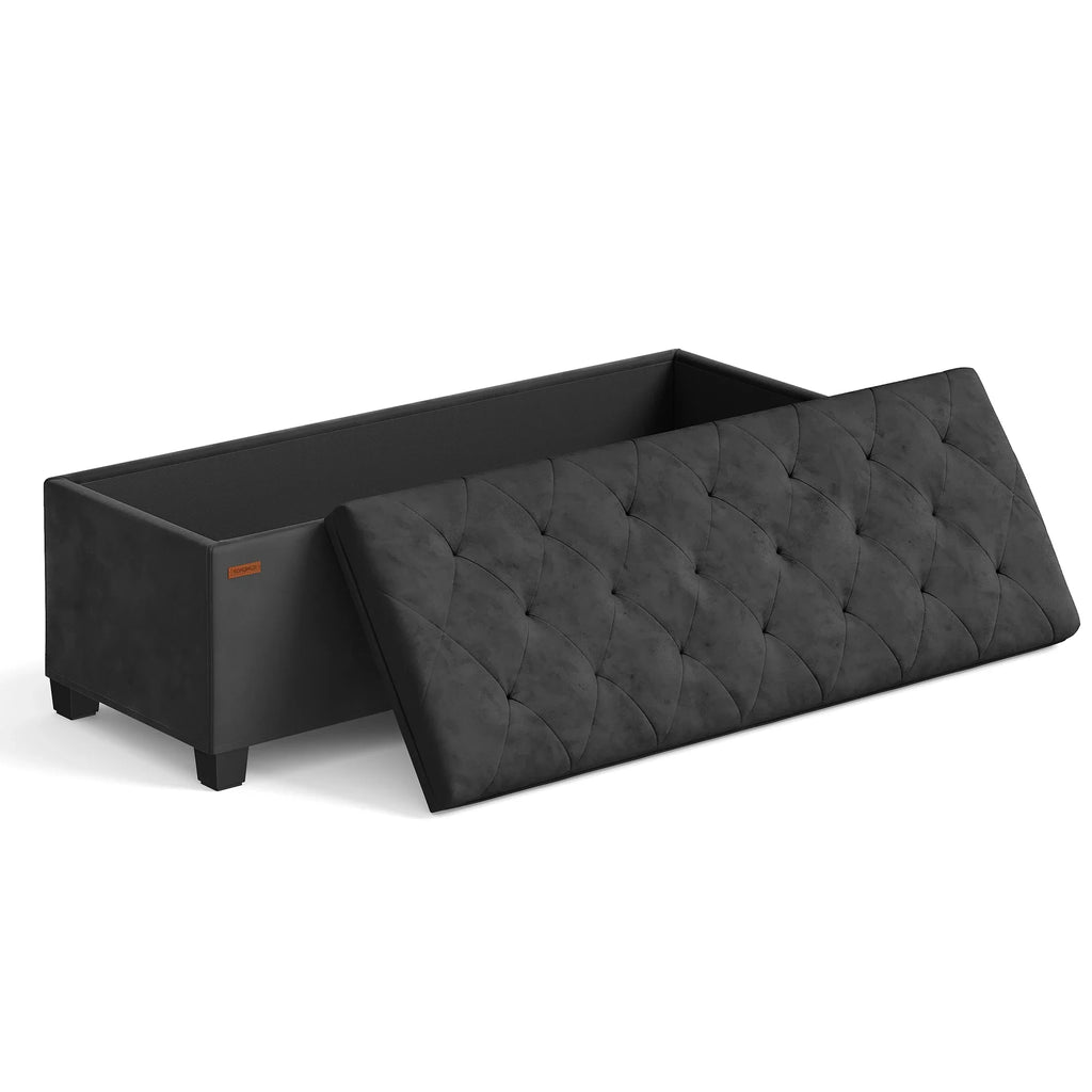 Velvet Storage Ottoman Bench, Foot Rest with Legs, 15.7 x 43 x 15.7 Inches, End of Bed Bench, Storage Chest
