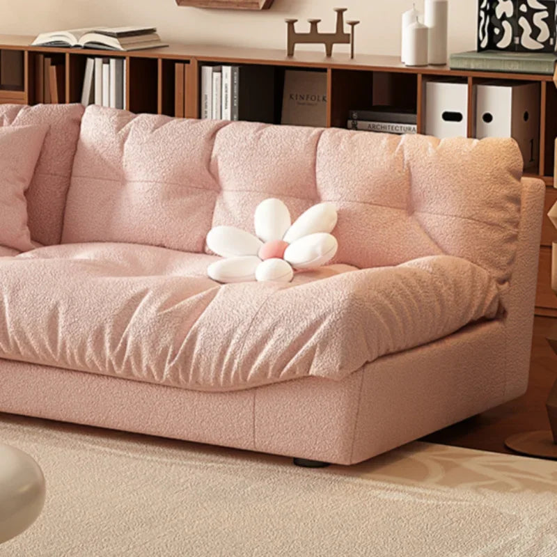 Pink Cloud Living Room Sofa Modern Simple Luxury Couch Straight Ergonomic Sofa Living Room Furniture