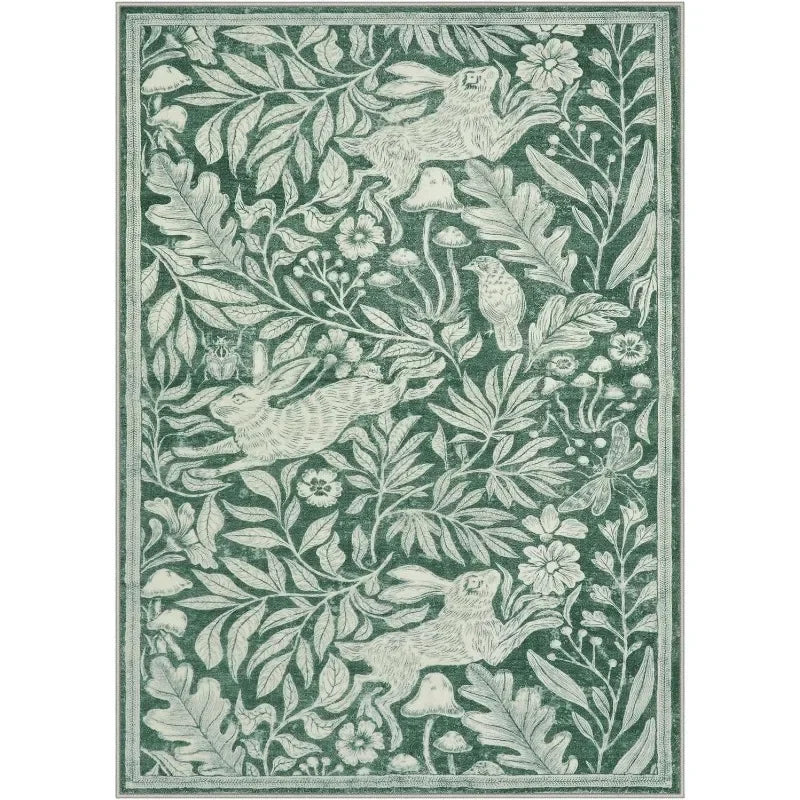 Vintage Print Bedroom Carpets Stain Resistant Floor Mat