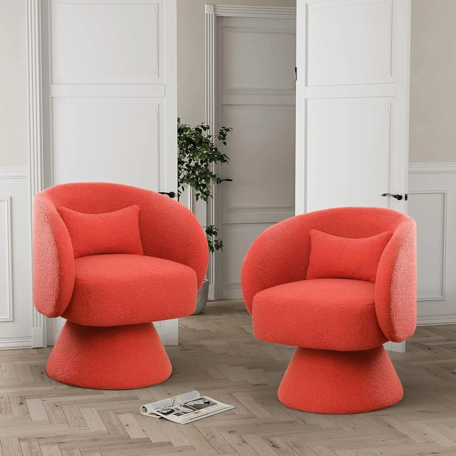 Swivel Barrel Chairs, Upholstered Swivel Cuddle Accent Chairs for Living Room, Comfy 360 Degree Modern Small Round