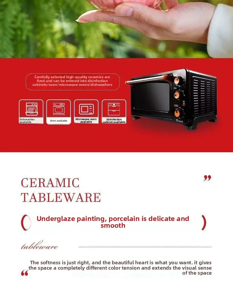 Ceramic Flower Serving Plate Cake Dessert Plate Flower Ceramic Bowl Tableware Set Dining Table