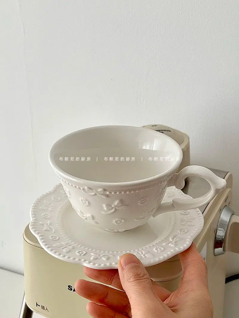 White French Lace Cup and Plate Set