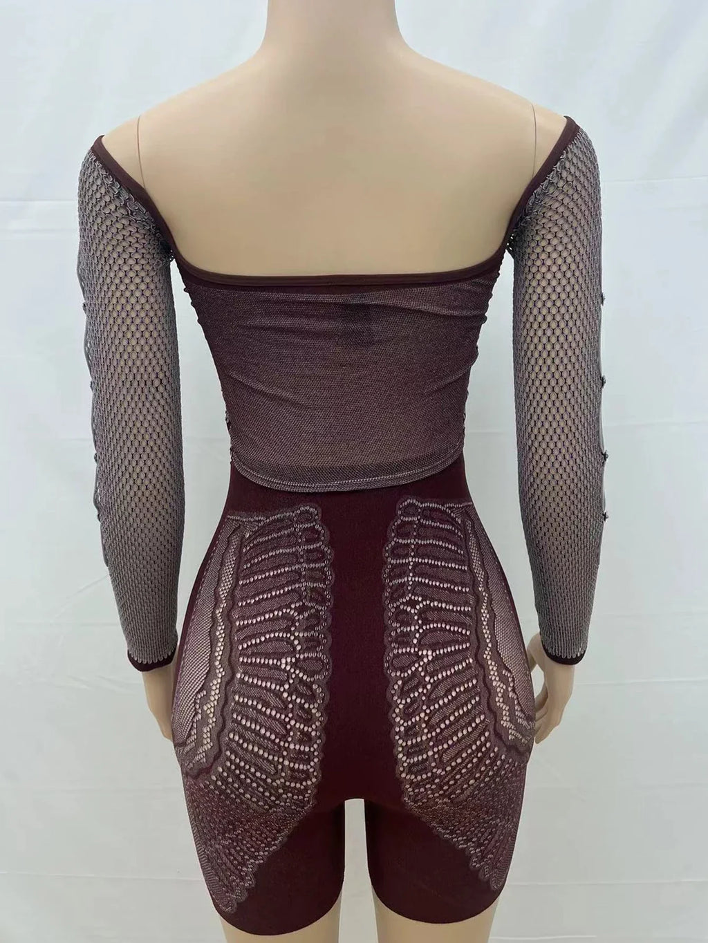 Sexy See Through Rhinestone Jumpsuit Women Pants Summer Bodycon Romper Jumpsuit Woman Long Sleeve