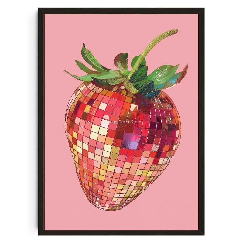 Retro Abstract Fruit Disco Ball Orange Miorrorball Creative Poster Canvas Paintings Wall Art Pictures