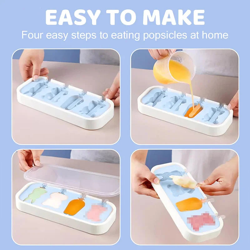 Popsicles Molds Cute Shapes Silicone Mini Popsicle Molds BPA Free Reusable Ice Cream Mold Popsicle Maker Homemade Set