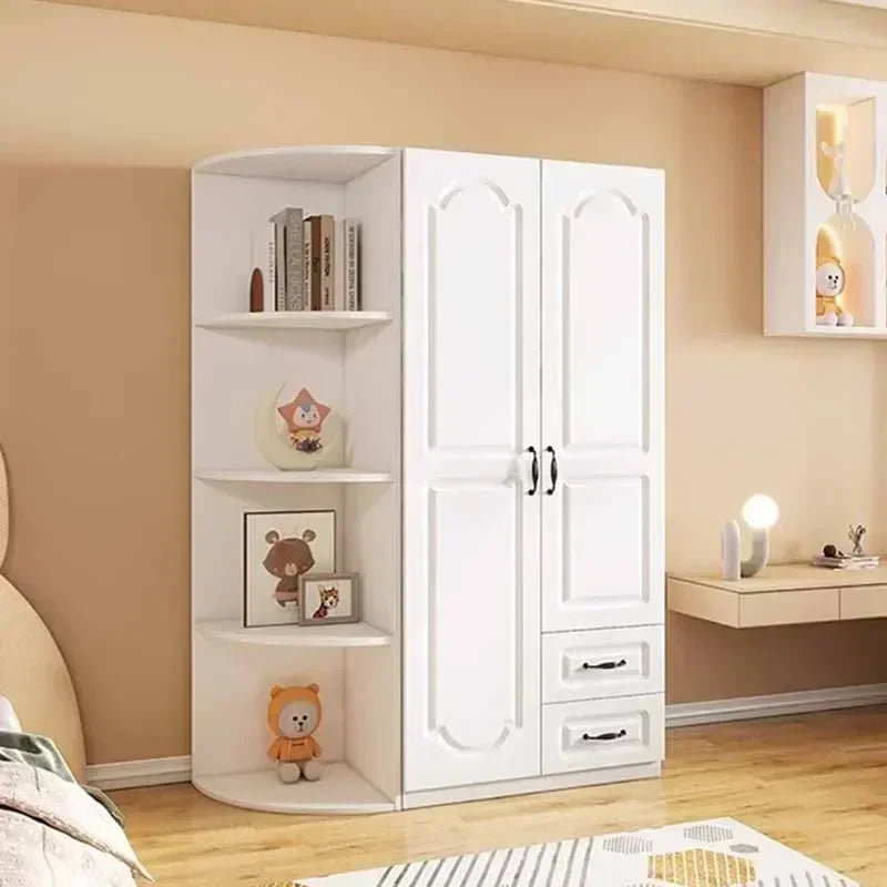 Two Door Wardrobe Clothing Organizer Korean Style Wooden Wardrobe - Heavy Duty