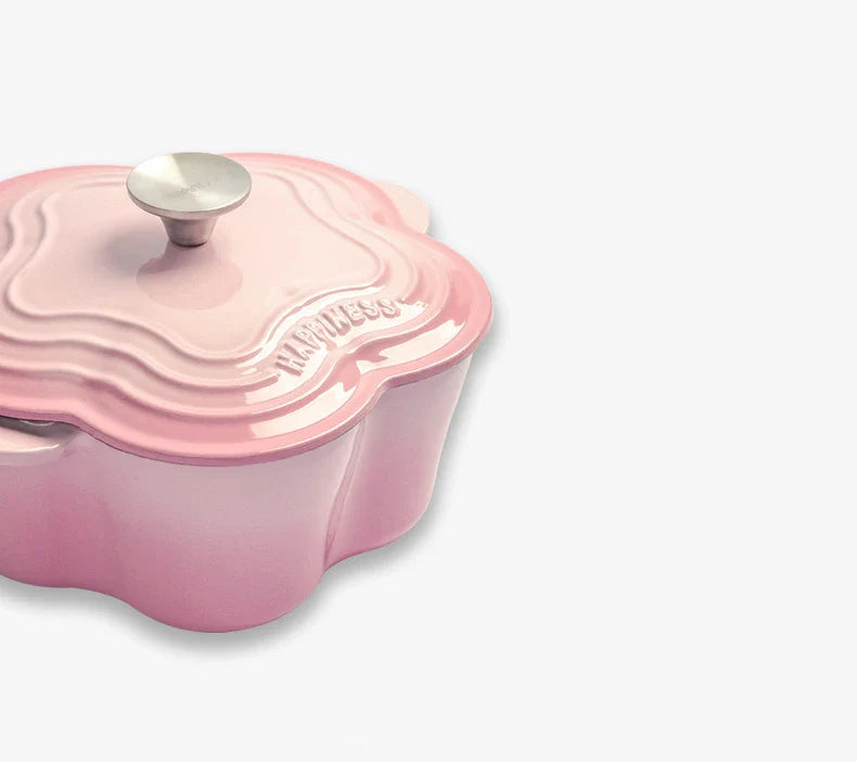 Petal Cast Iron Dutch Oven Binaural Enamel Pot for Bake Bread and Casserole Dish Braising With Lid For All Heat Source