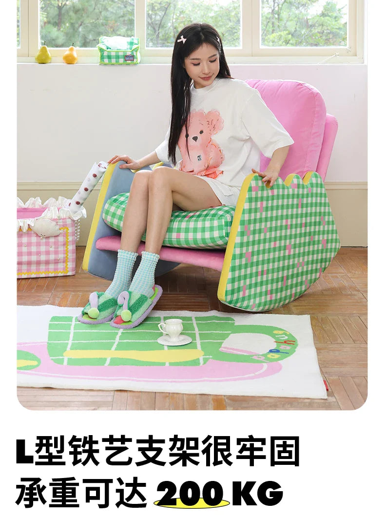 Modern Living Room Chairs Fabric Garden Relax Rocking Chair Lounge Bedroom Comfy Home Furniture