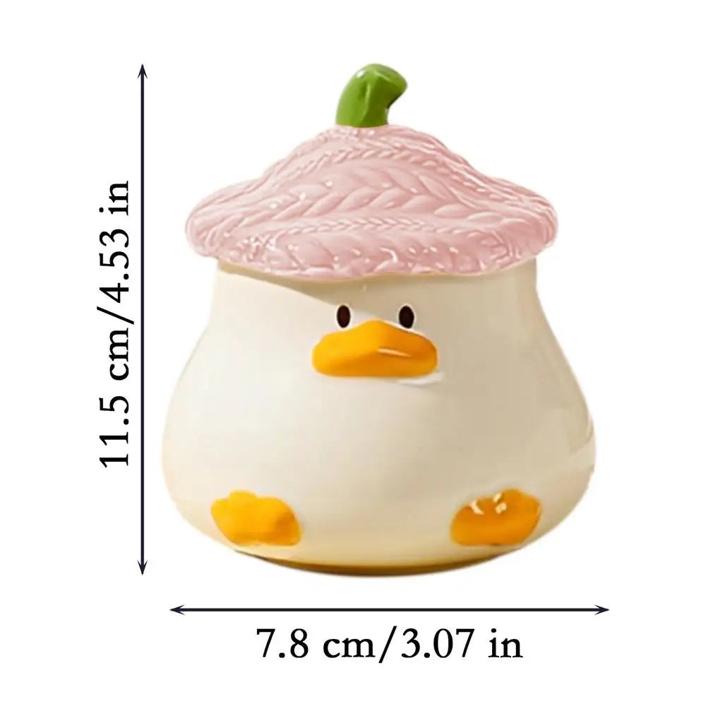 Cute Duck Mug Ceramic Duck Mug With Hat Lid 400ml Cartoon Ceramic Drinkware Tableware With Handle
