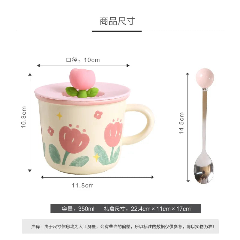 High Appearance Level Cute Style Tulip Flower Cups, Ceramic Mugs