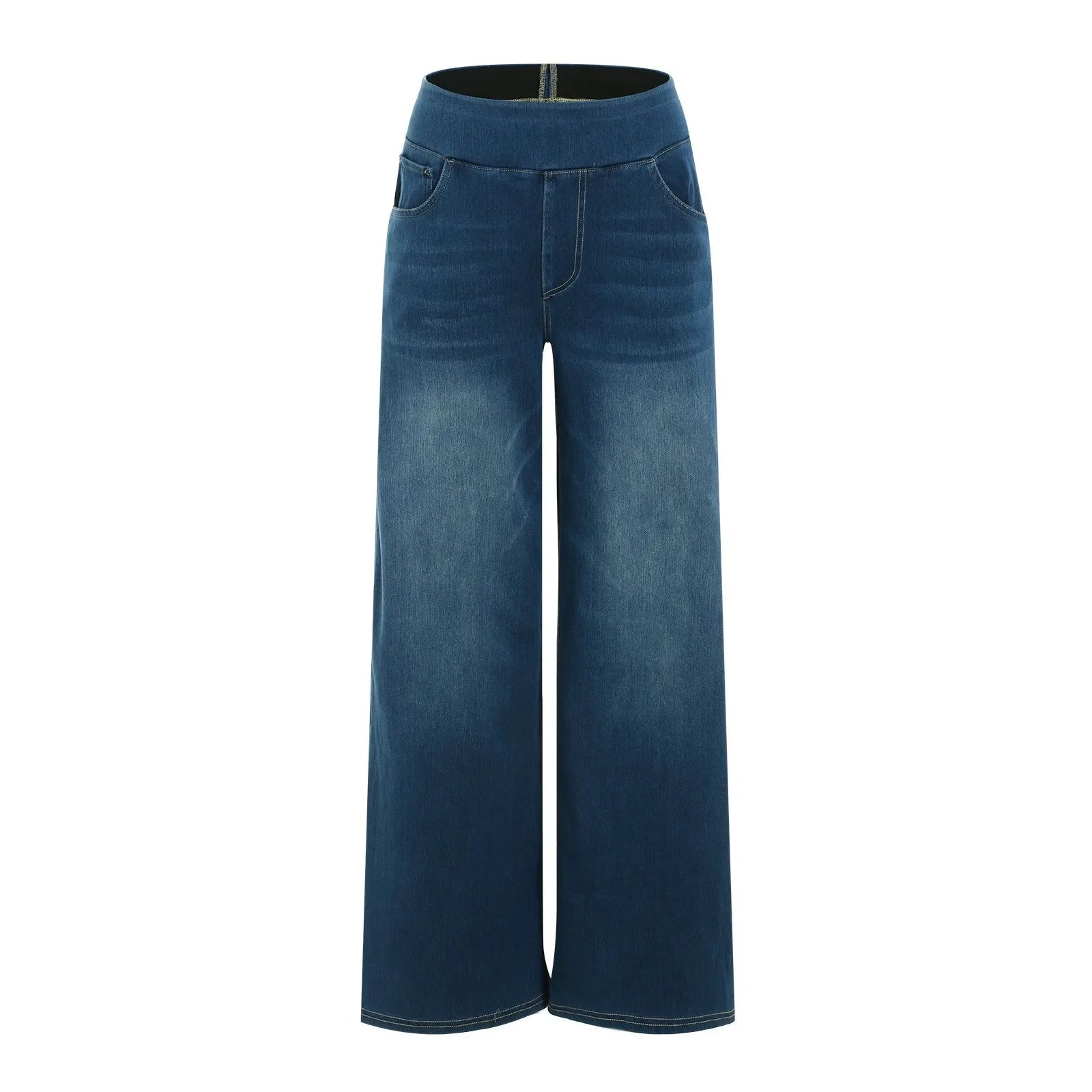 Fashion Baggy Jeans For Women Bleached Vintage High Waist Wide Leg Denim Pants With Pockets Boyfriend Stretchy Palazzo Pants