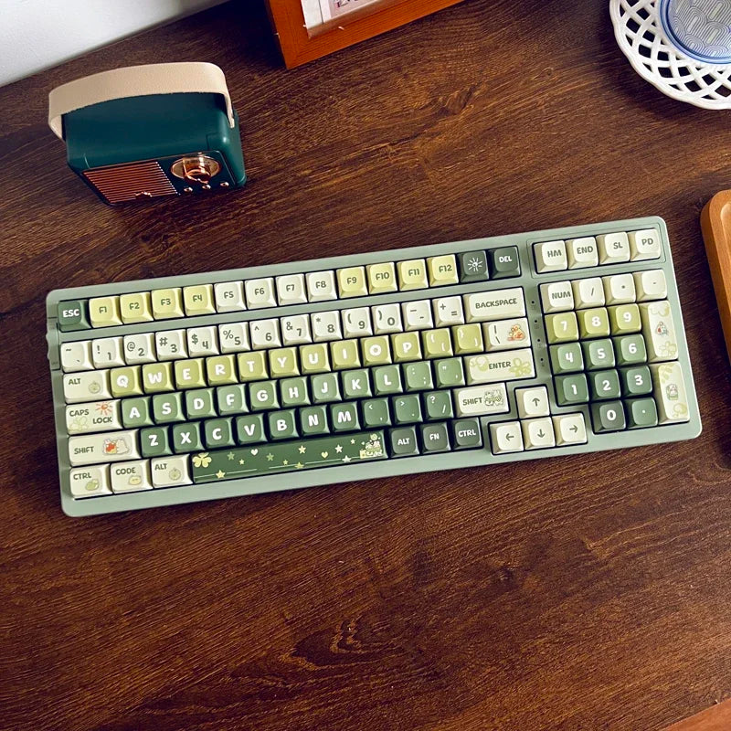 Matcha Green Keycap 133Keys Simple PBT XDA Highly Sublimated Mechanical Keyboard Universal Cartoon Rabbit Puppy Keycaps