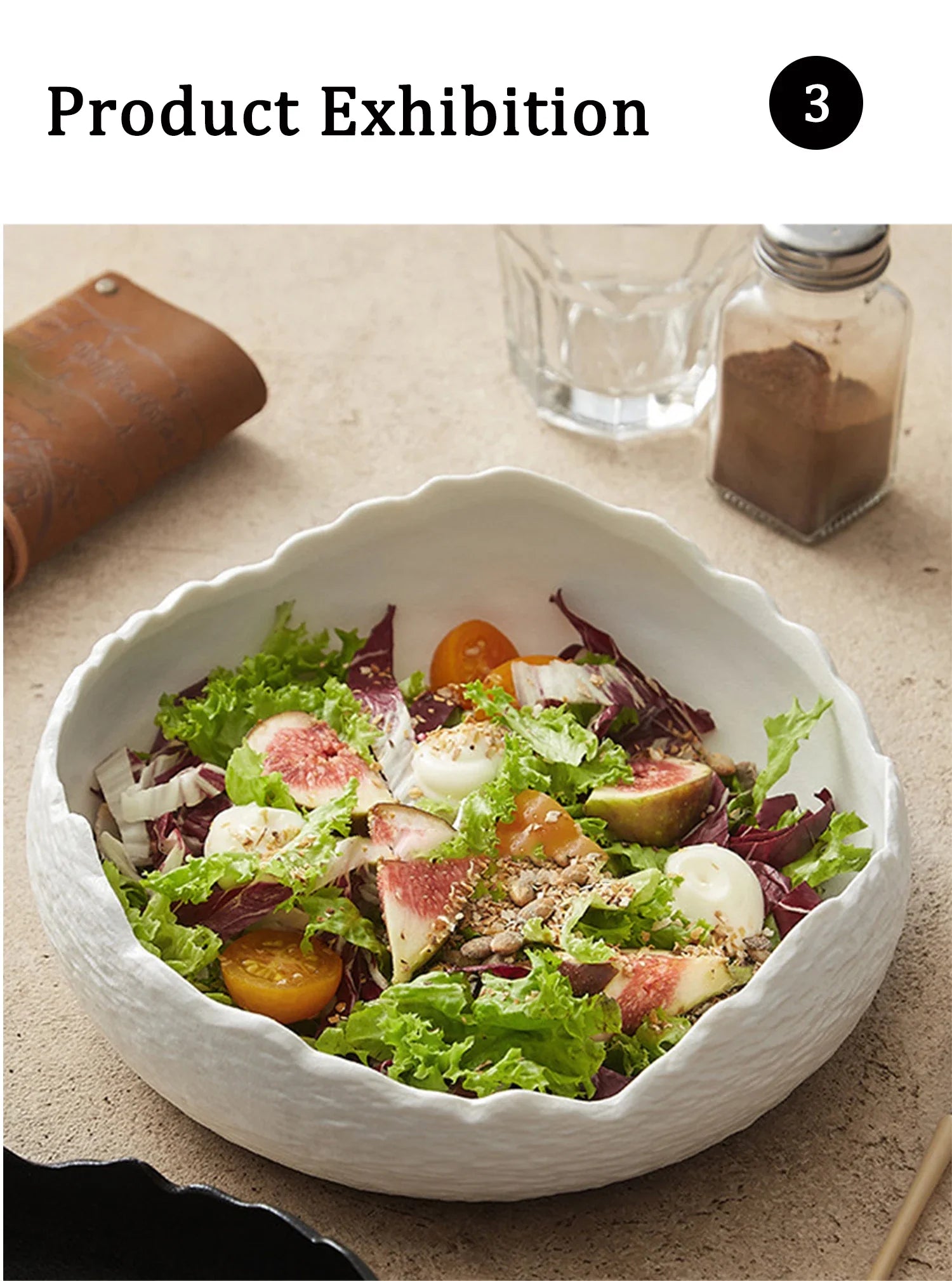 Irregular Ceramic Deep Salad Plate Frosted Cold Dish Plate Fruit Salad Bowl