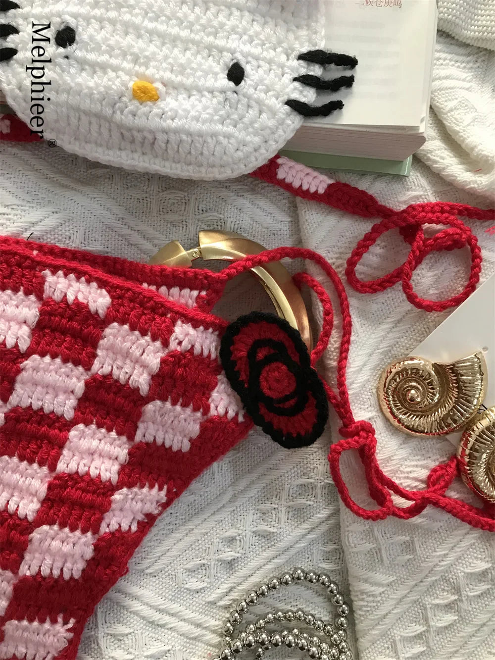 Ladies Cute Crochet Bikini Set 2 Pieces Bathing Suit Sexy Micro Bikinis Ties Swimsuit Thong Suit