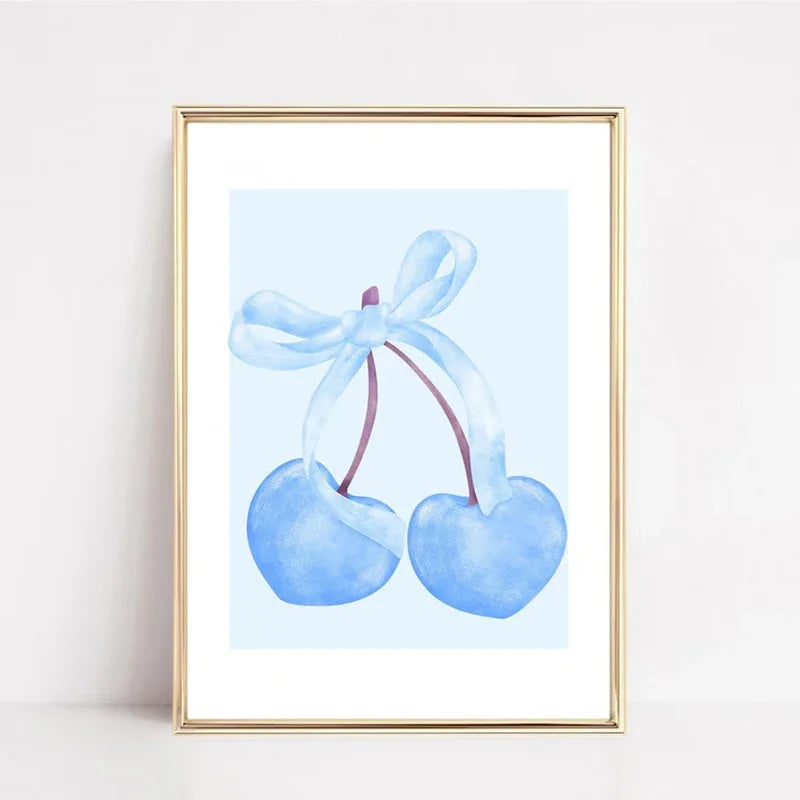 Trendy Bows Poster Wall Art Set of 3 Preppy Posters - Watercolor Prints