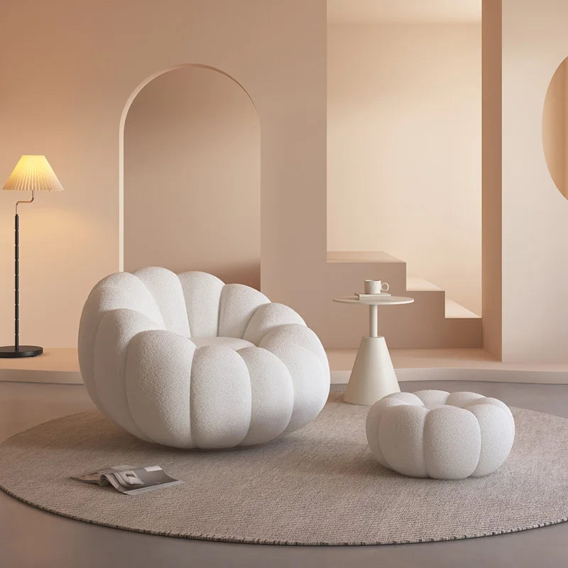 Lamb Fleece Pumpkin Sofa Chair Household Bedroom Lazy Lounge Chair Minimalist Modern Living Room