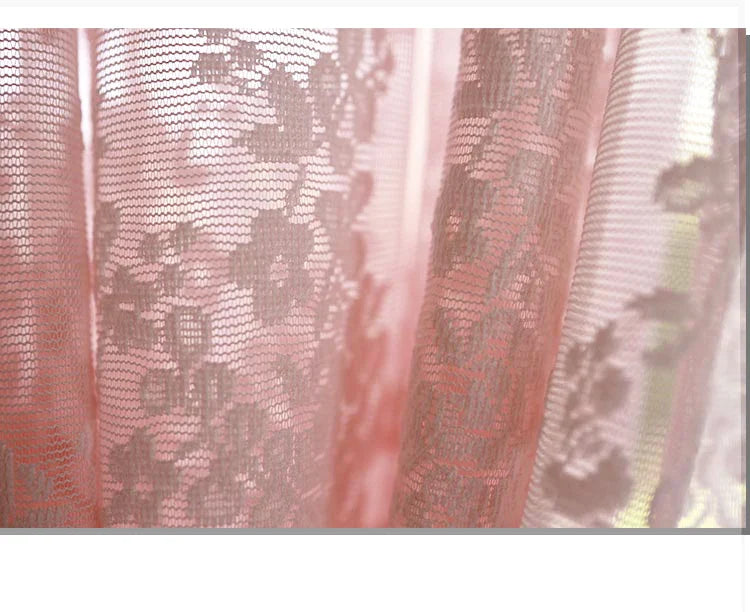 French Pink Lace Cute Strawberry Sequin Lace Curtains