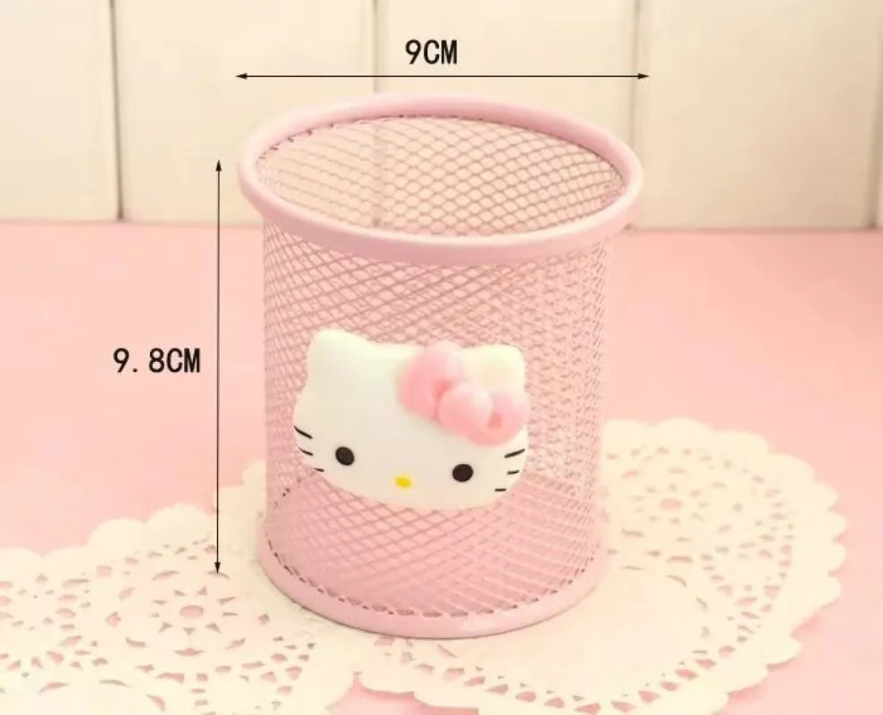 Hello Kitty Sanrio Animation Peripheral Cartoon Children's Pen Holder Creative Kawaii Desktop Storage Box Ornaments