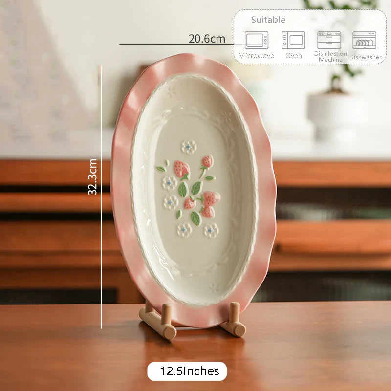 Cute Strawberry Ceramic Porcelain Tableware