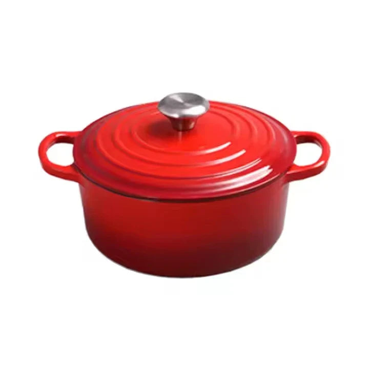 Red Enameled Dutch Oven Cast Iron Cookware Casserole Cooking Soup & Stock Pots And Pans Set