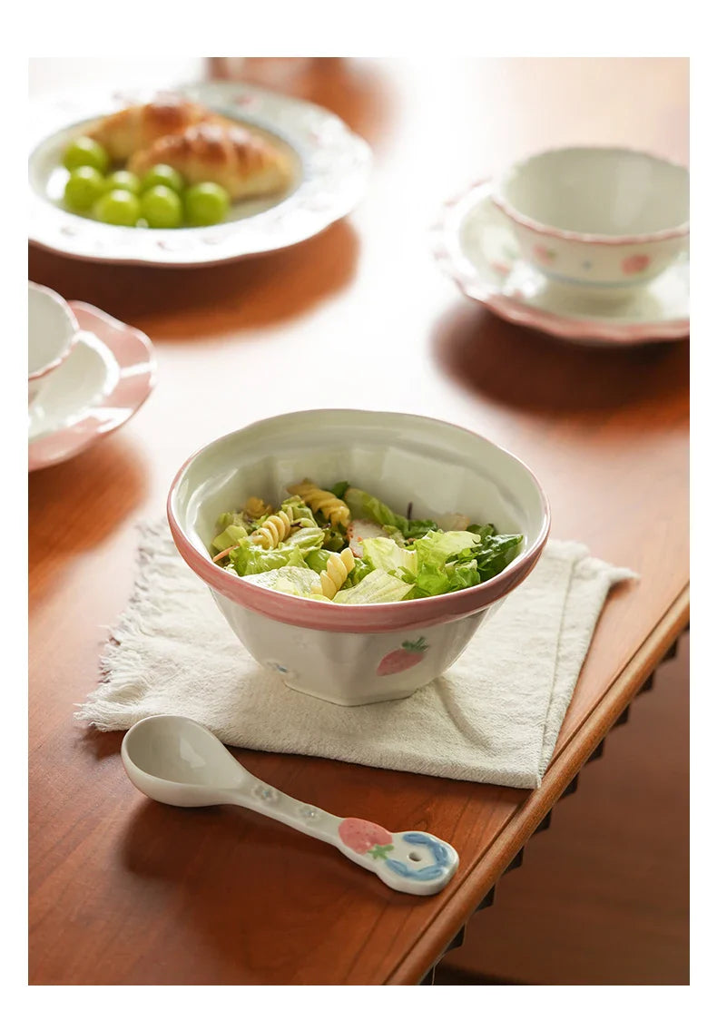 Cute Strawberry Ceramic Porcelain Tableware