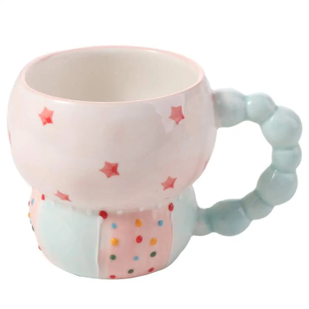 Cute Ceramic Breakfast Cup Hand Painted Large Capacity Floral Pattern Cup