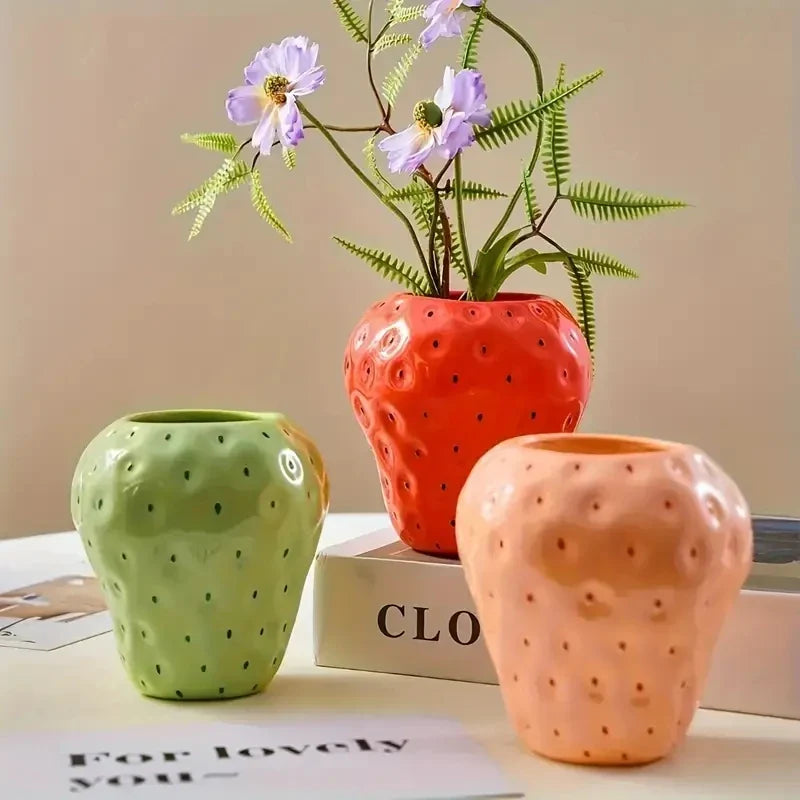 Creative Strawberry Shaped Vase for Flower Arrangement Living Room Home Decoration Flower Pot
