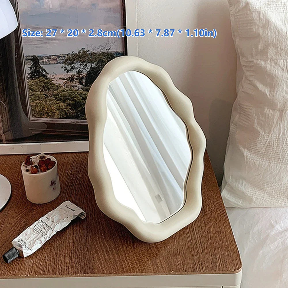 Decorative Irregular Simple Standing Dresser Mirror Cloud Shaped French Wall Mirror