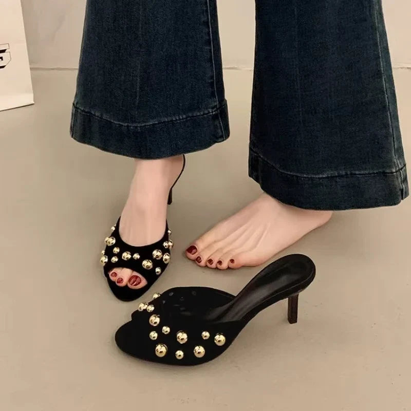 Luxury Brand Wear Elegant Versatile Women's High Heel Sandals Stiletto Slippers