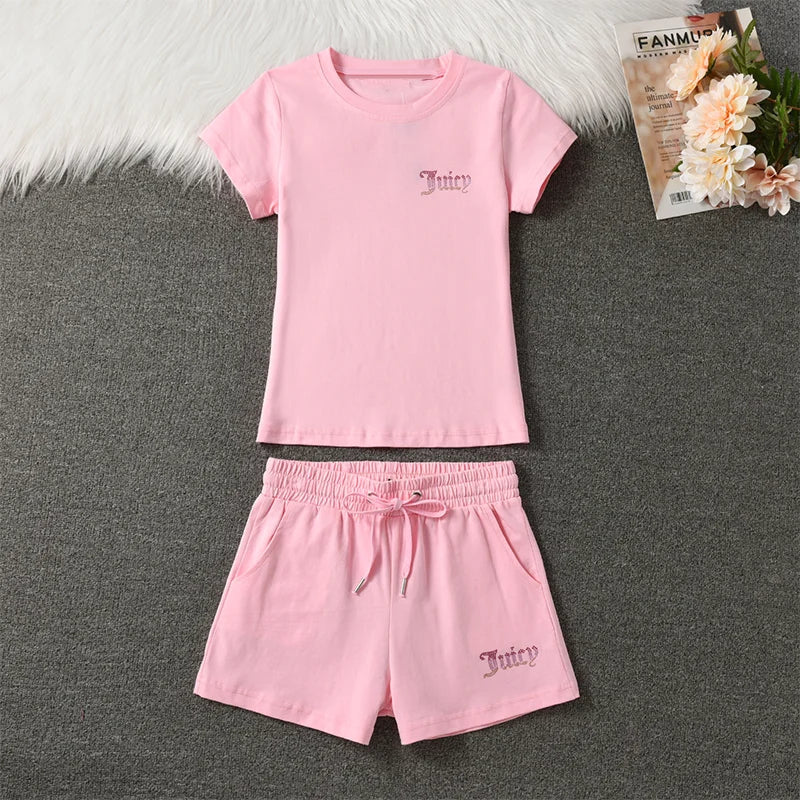 New Short Sleeved Yoga Suit Set, Women's Slim Fit Dress, Summer Casual Sports Two-piece Set