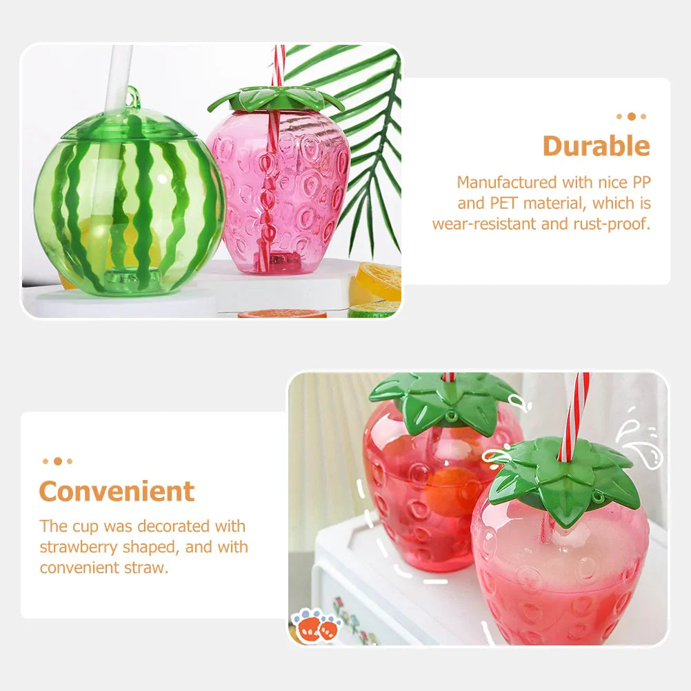 Strawberry Water Bottle Party Drinking Bottle Party Straw Cup Straw Drinking Bottle 4 Sets