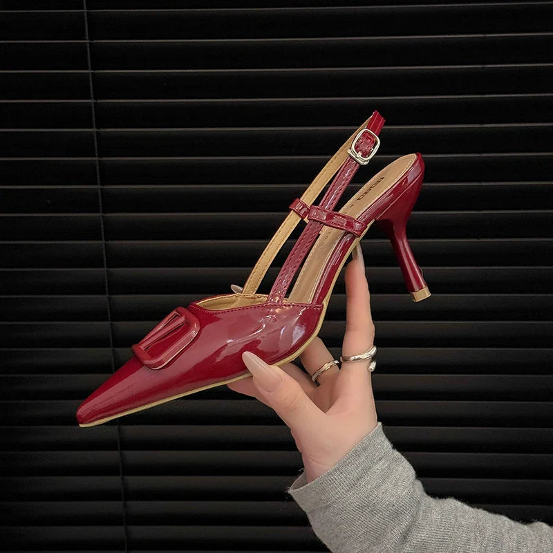 Luxury Brand Design High Heels Women's Stiletto Pointed Toe Strap Buckle Ladies Party Banquet High Heel Sandals