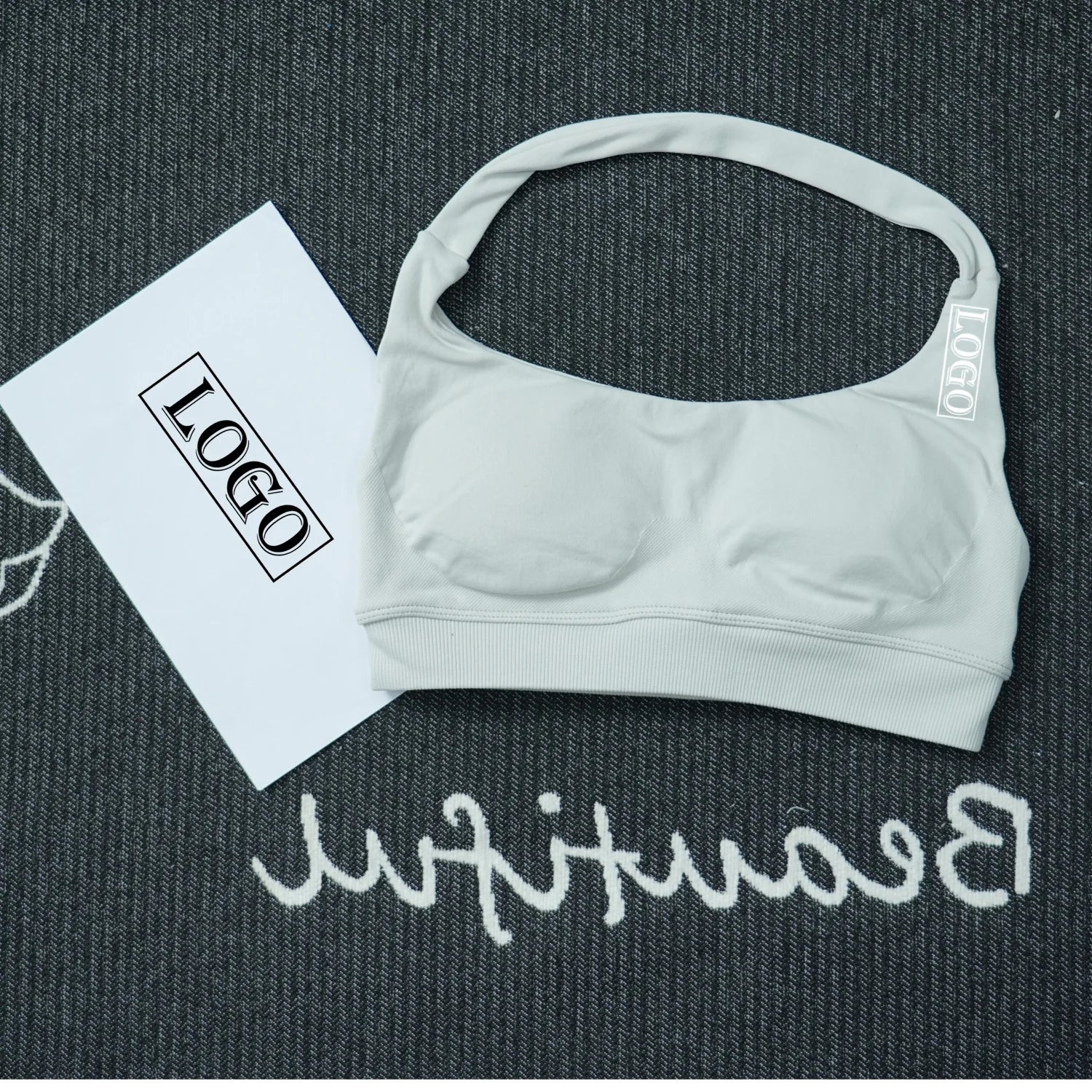 Yoga Impact Sports Bra With Logo Women Seamless Halter Bra Open Back Yoga Top Bras Medium Support Gym Crop Top Padded Sportswear