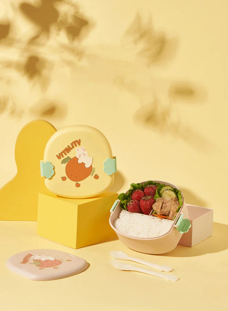 Strawberry Shape Lunch Box, 2 Layer Food Fruit Storage Bento Boxs