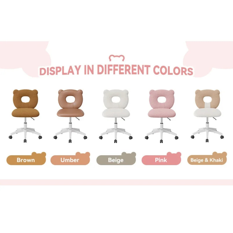 Little Bear Office Chair Female Male Dormitory Backrest Chair Pink Cute Bedroom Living Room Chairs Learning Chair Furniture Home