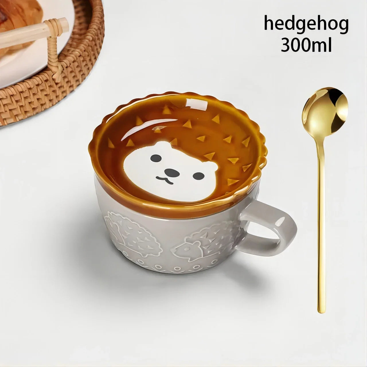 Cartoon Animal Ceramic Cup with Lid Mug Porcelain Home Kitchenware