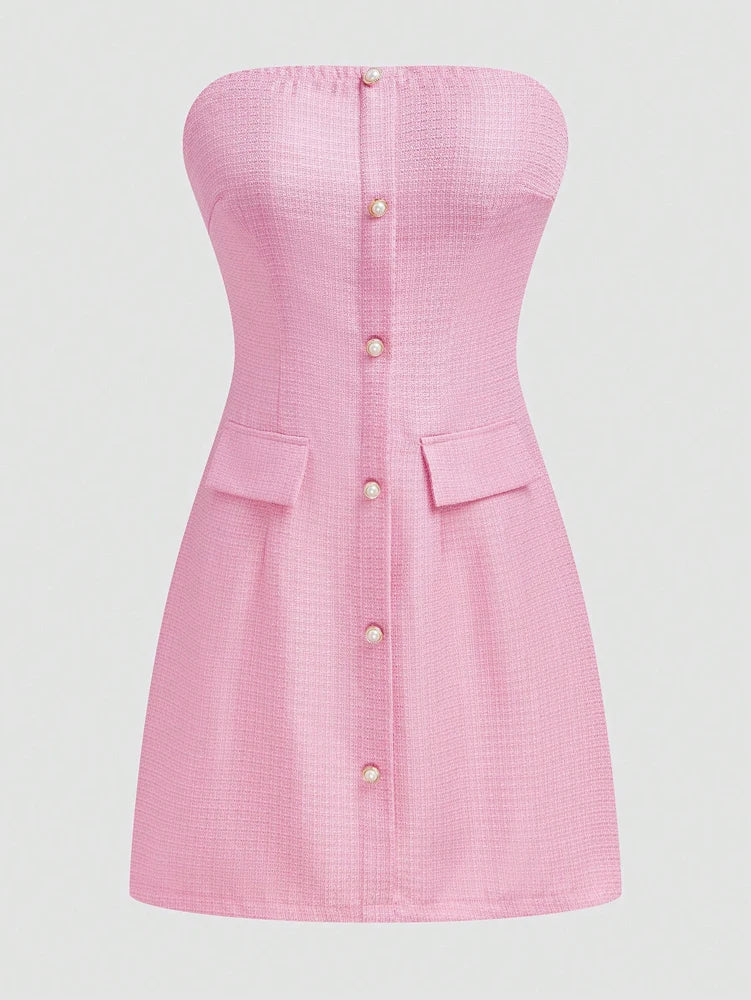 Plus Size Women's Spring Summer New Sweetheart Tunic Dress Pure Colour Pocket mini Short Dresses