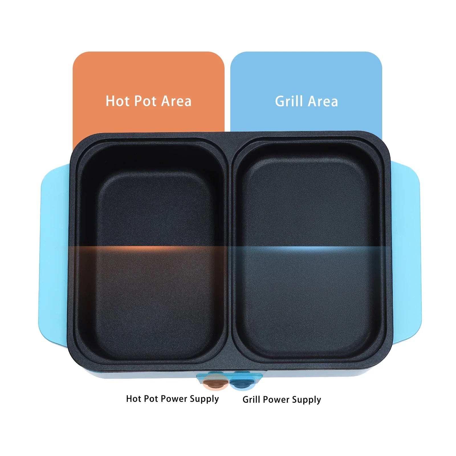 Mini Hot Pot and Grill Combo, Available in Pink, Blue, and White,2-in-1 Mini Hot Pot and Grill for Home Cooking