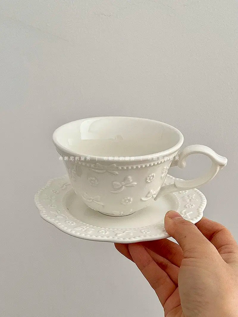 White French Lace Cup and Plate Set